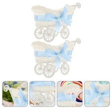  2 Pcs Nachgeahmte Rattan-Kinderwagen-Ornamente Einkaufen Herzstück Baby