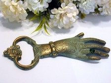 vintage Flaschenöffner / Kapselheber als Hand in Handform Messing Metall elegant