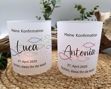 Windlichthülle * Windlicht * Konfirmation * Kommunion * Firmung *personalisiert