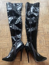 Sexy Overknee Stiefel, Lackleder , Domina-3000, Größe 38, schwarz, wie neu