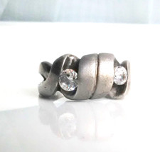 Designer Ring Silber 925 Meister- Punze satiniert palladium-plattiert Modernist