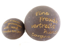 Kugeln Terrakotta 2 er Set dunkelbraun Aufschrift Dekoration 
