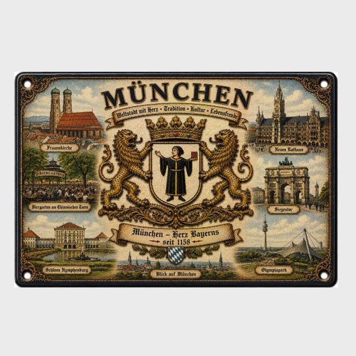 Blechschild münchen wappen - blechschild,