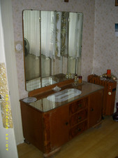 Waschtisch - Kommode mit 3-teiligem Spiegel , ca. 1950 , antik !
