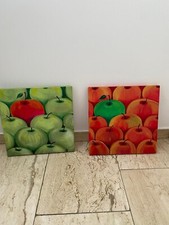 Zwei schöne selbstgemalte Bilder auf Leinwand - ca. 30x30 cm Äpfel