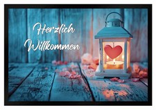 Fußmatte Laterne Herz Rosenblätter Herzlich Willkommen F2652