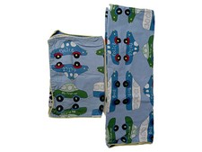 SEBRA Kinder Bettwäsche Set Blau Fahrzeuge Auto Bus 95x66cm Baumwolle