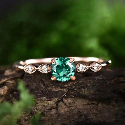 Ring rosegold schmal grüner - ring,