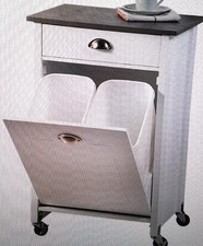 Küchenwagen Abfalleimer Haushaltsmöbel 50 x 37 x 79 cm Weiß 2 x 15 Liter Staurau