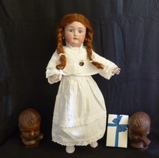 antike Puppe Porzellankopf Franz Schmidt & Co um 1900 in 60 cm Länge u. Zugabe