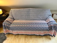 „Scandi“ Überwurf Sofa Couch Tagesdecke Tischdecke 140x210 210x280 nordisch blau