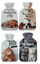 Wärmflasche 2 Liter mit Bezug Tiere Katze Hund Motive Bettflasche Wärm Flasche