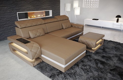 Sofa leder eckcouch ledersofa - sofa,