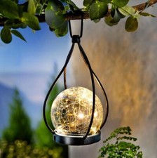 Solar Hängedeko Glaskugel LED Solar Garten Deko Dekoration Hänge Leuchte Schwarz