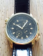 Jacques Cantani Herren Multifunktion Quarz HQ Modell Nightflight Stylisch Neu IP Gold