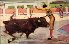 Künstler Ak Stierkampf, Matador, Stier, Schwerter - 3965511