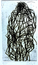 MAX UHLIG >Straßenszene< HAND-SIGNIERT, Radierung Probeabzug Bütten Rahmen 43x33