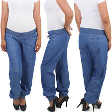 Damen Boyfriend Aladin Baggy Harem Pluder Jeans Hose Pumphose Haremshose Chino