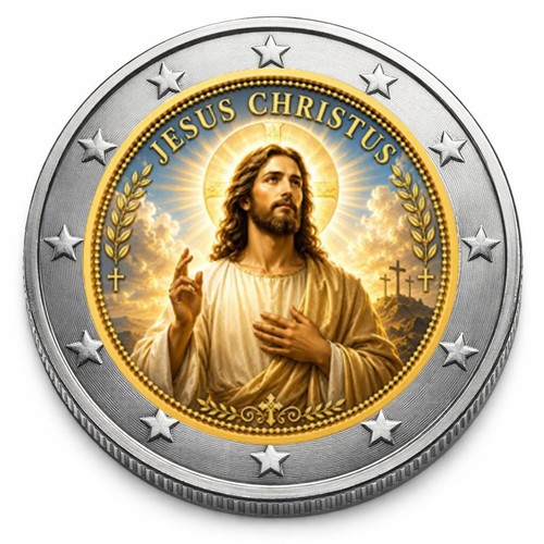 Euro farbmünze jesus - 2,