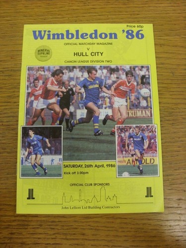 1986 wimbledon v hull - 26.04.1986,