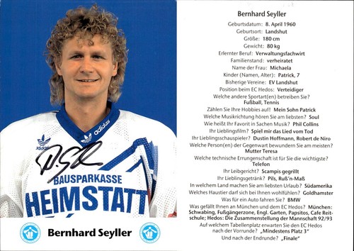 Bernhard seyller autogramm - autogramm, ak