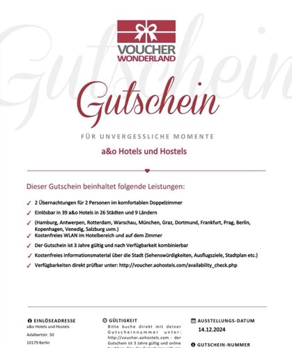 Hotelgutschein 2 - –,