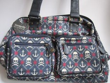 loungefly handtasche Jeans Totenkopf Motiv rot weiss hochwertig + teuer Top Zust
