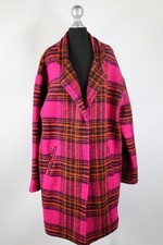 Alba Moda pink-orange-schwarzer Mantel Herbst/Winter Gr.44/L Wolle Polyester