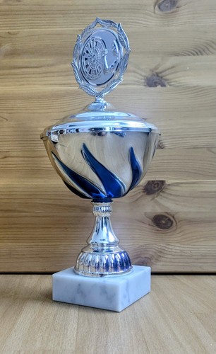 Pokal dart silberfarben - silberfarben, mit