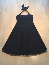 YSS - Schwarzes Jaquard Corsagenkleid mit Neckholder in Größe 38