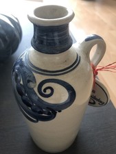 Steingut Topf  Tontopf Vase blau grau Handarbeit Geschenk 25. Hochzeitstag