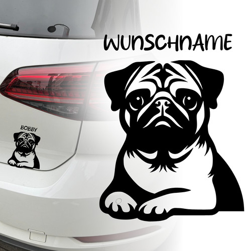 Mops auto aufkleber hund - aufkleber, dog