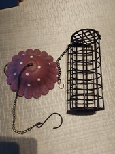 2 Stück Meisenknödelhalter Metall Fliegenpilz + Futtersäule Knödel Vogelfutter