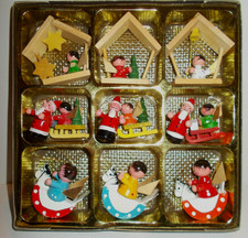 Holzfiguren Weihnachts-Christbaumschmuck Erzgebirge? 12-teil Engel Krippe OVP