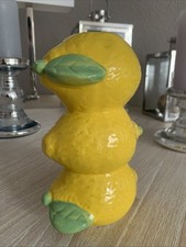 Zitronen Keramik Gelb Kerzenhalter Blumen Deko Pop Art Sommer Garten Party Krug