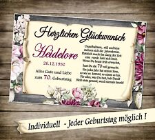 Urkunde Karte Poster individuell Geburtstag Geschenk 18 20 30 40 50 60 70 80 90