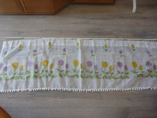 Scheibengardine, Kurzstore, Halbtransparent, 3D Stickerei, Weiß/Mehrfarbig