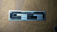 Typenschild ID-plate Hans Glas