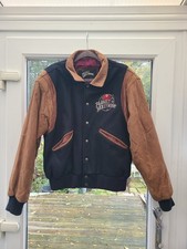 Vintage 1990 Planet Hollywood London Leather & Wool Varsity Jacket Size Medium