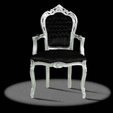 Barock stuhl Schwarz Silber Stoff Elegant Modern Büro rerpro antik schlicht