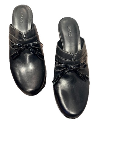 Ecco beja black leather mule - leather,