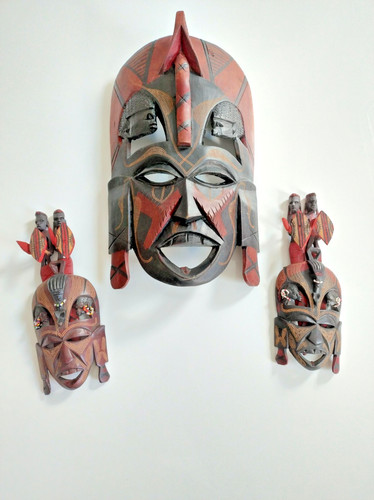 Hölzerne masken massai aus - masken,