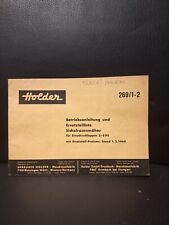 betriebsanleitung ersatzteilliste holder einachsschlepper 1964