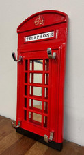 Wandbehang Spiegel & Haken - rote britische Telefonzelle - kultiges London England