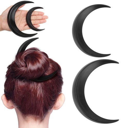 Black moon hair fork - moon, abs