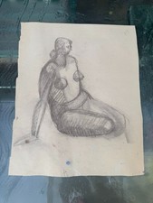 Antike Zeichnung, Akt, Kohle