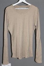 Schiesser Revival T-Shirt beige grau Gr. M (5) gerippt Langarm