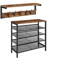 HOOBRO Wandgarderobe Wandregal Schuhregal Schuhschrank Verstellbares Schuhablage