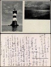 Ansichtskarte Burhave-Butjadingen Leuchtturm, bei Mondschein 2 Bild 1934
