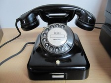 Altes Telefon W48 schwarz glänzend mit TAE Stecker voll funktionsfähig